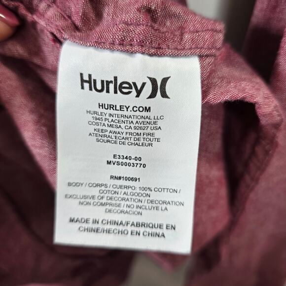 Hurley Men's Salmon Pink Button-up Shirt Size XXL - Picture 5 of 9